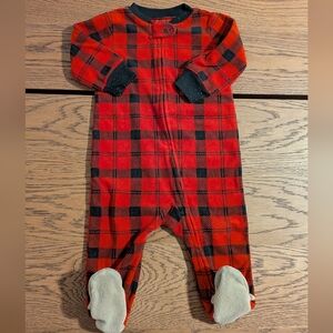 6M - Carter's Red and Gray Plaid Baby Pajama